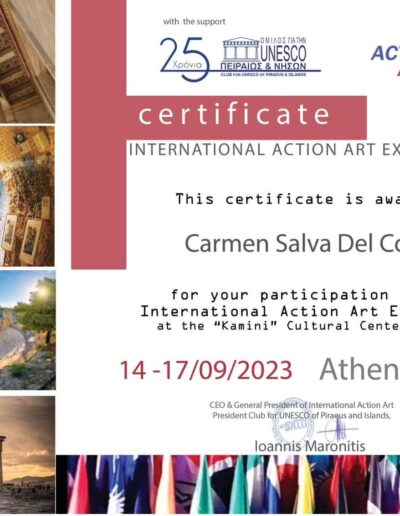 Certificado Exposición en Atenas - 2023